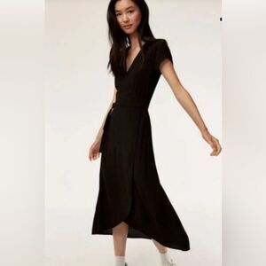 Aritzia Wilfred Free Jessa True Black Maxi Wrap Dress Size S NWT